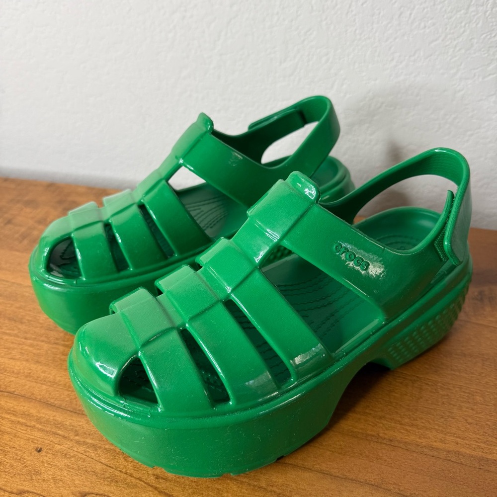 Crocs Stomp Fisherman High Shine Sandals Green Ivy Size US M4 | W6 #Patrick Day - Picture 2 of 11